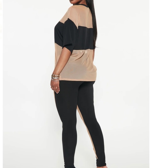 Fashion Nova Black and Tan Short Sleeve Tee - Picture 2 of 3